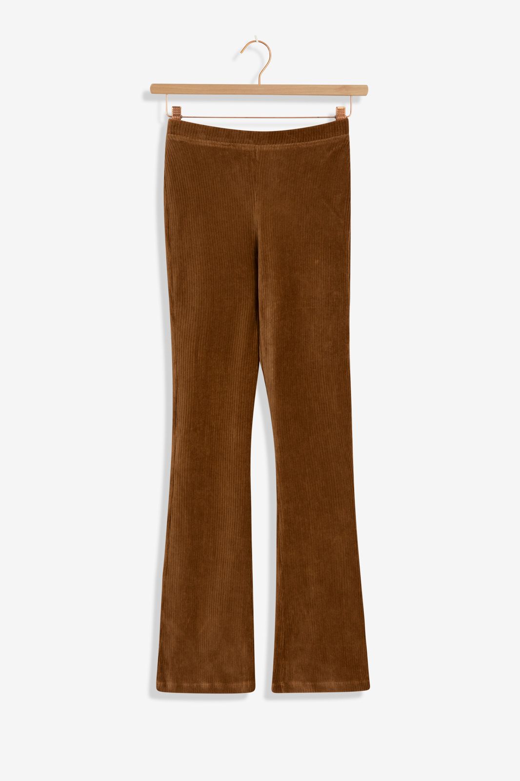 Pantalon évasé velours côtelé - marron