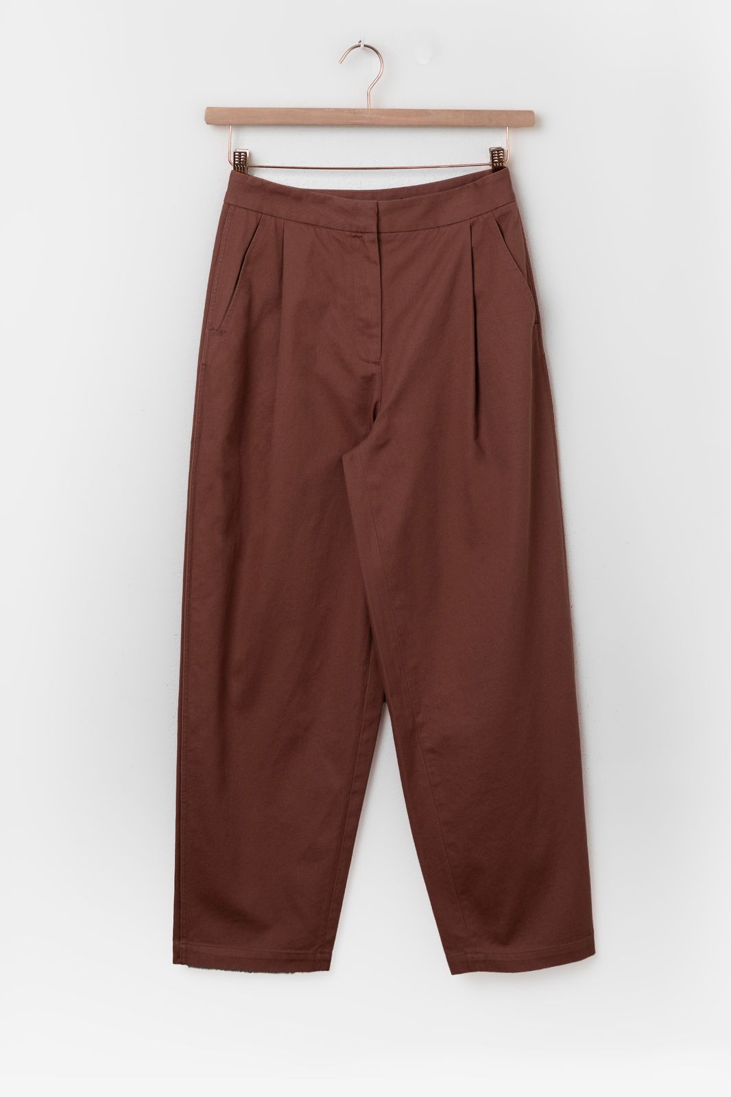 Pantalon à pinces en coton - marron