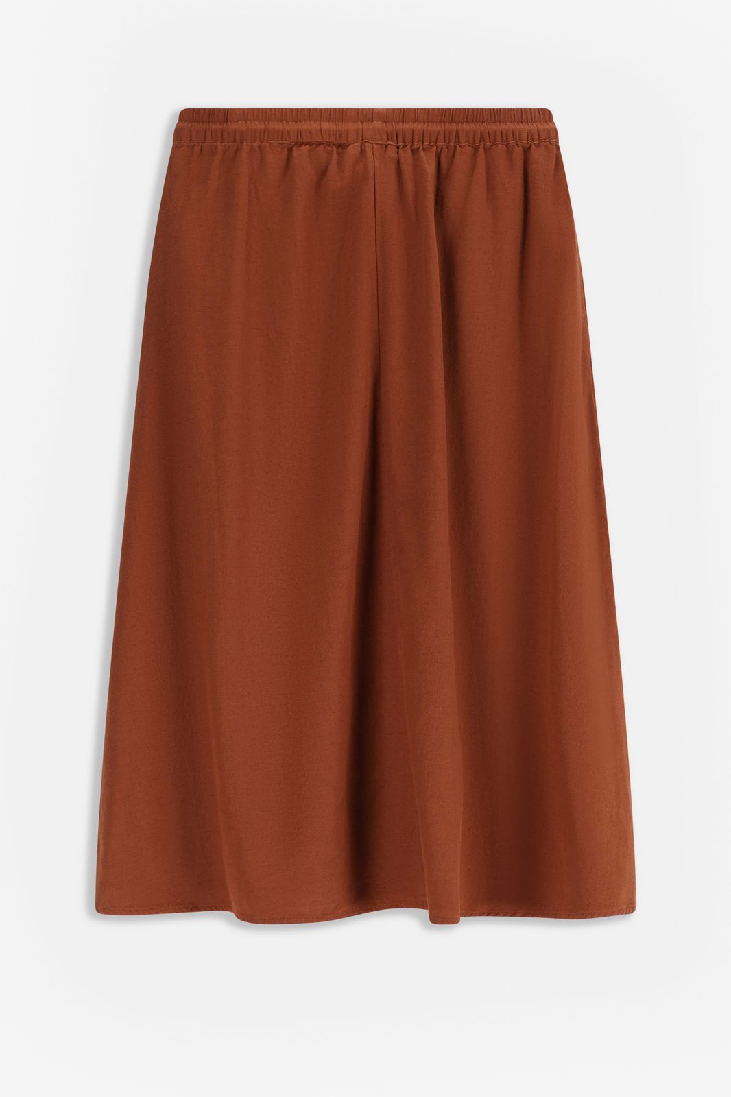 Jupe mi-longue en lin - marron