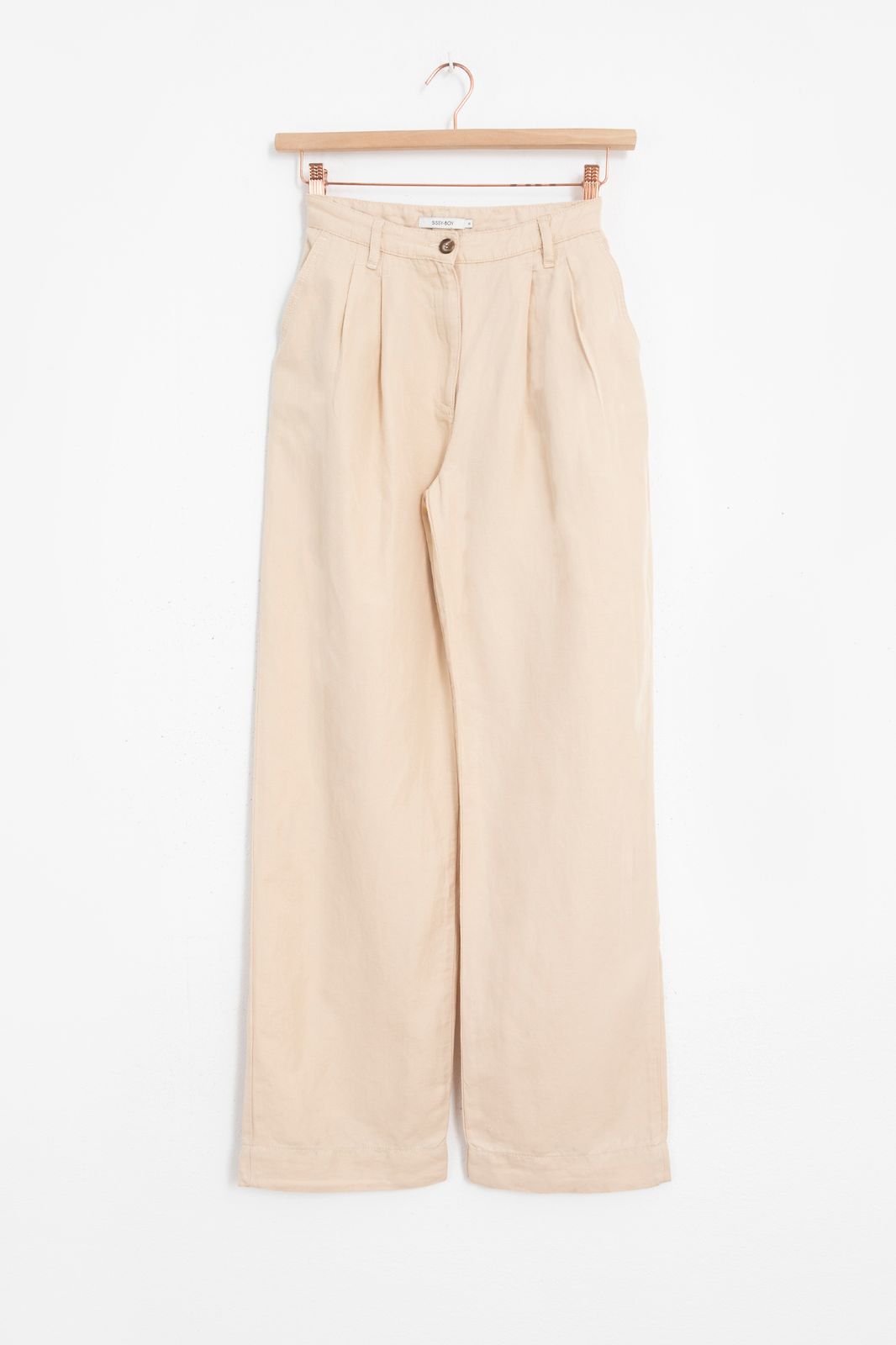 Pantalon jambes larges en coton - beige