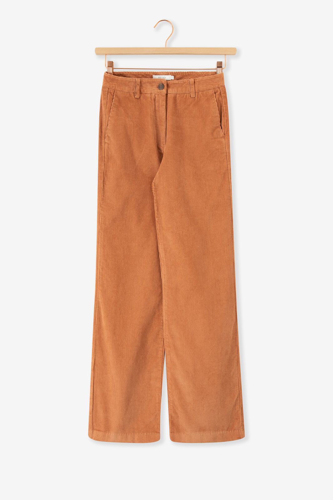 Pantalon jambes larges en velours côtelé - marron clair