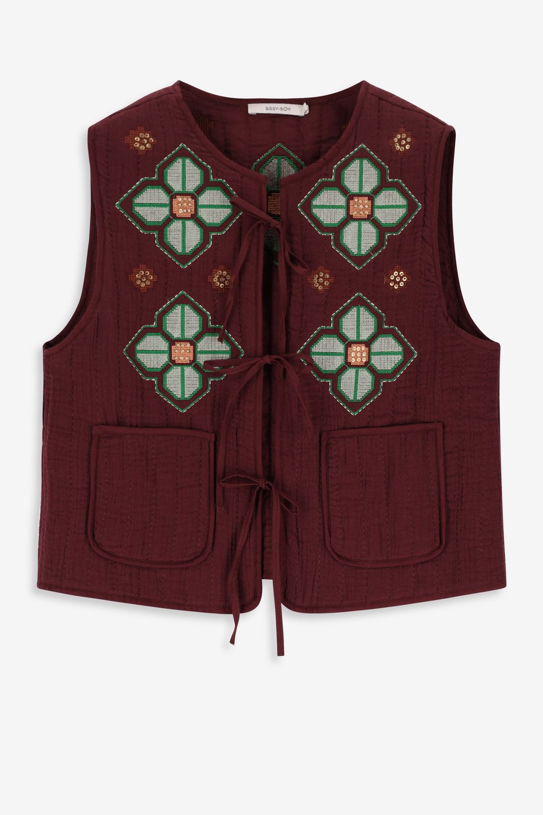 Gilet avec rembourrage et broderie - marron foncé