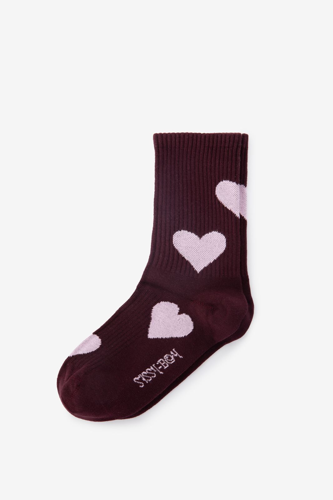 Chaussettes avec cœurs - marron foncé