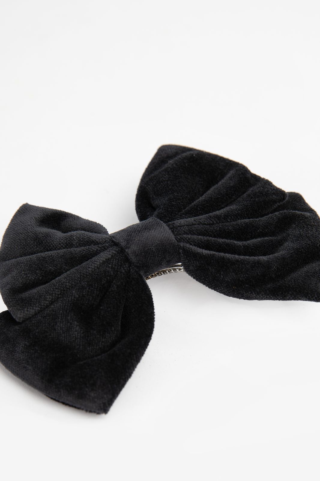 Barrette en velours avec nœud - noir