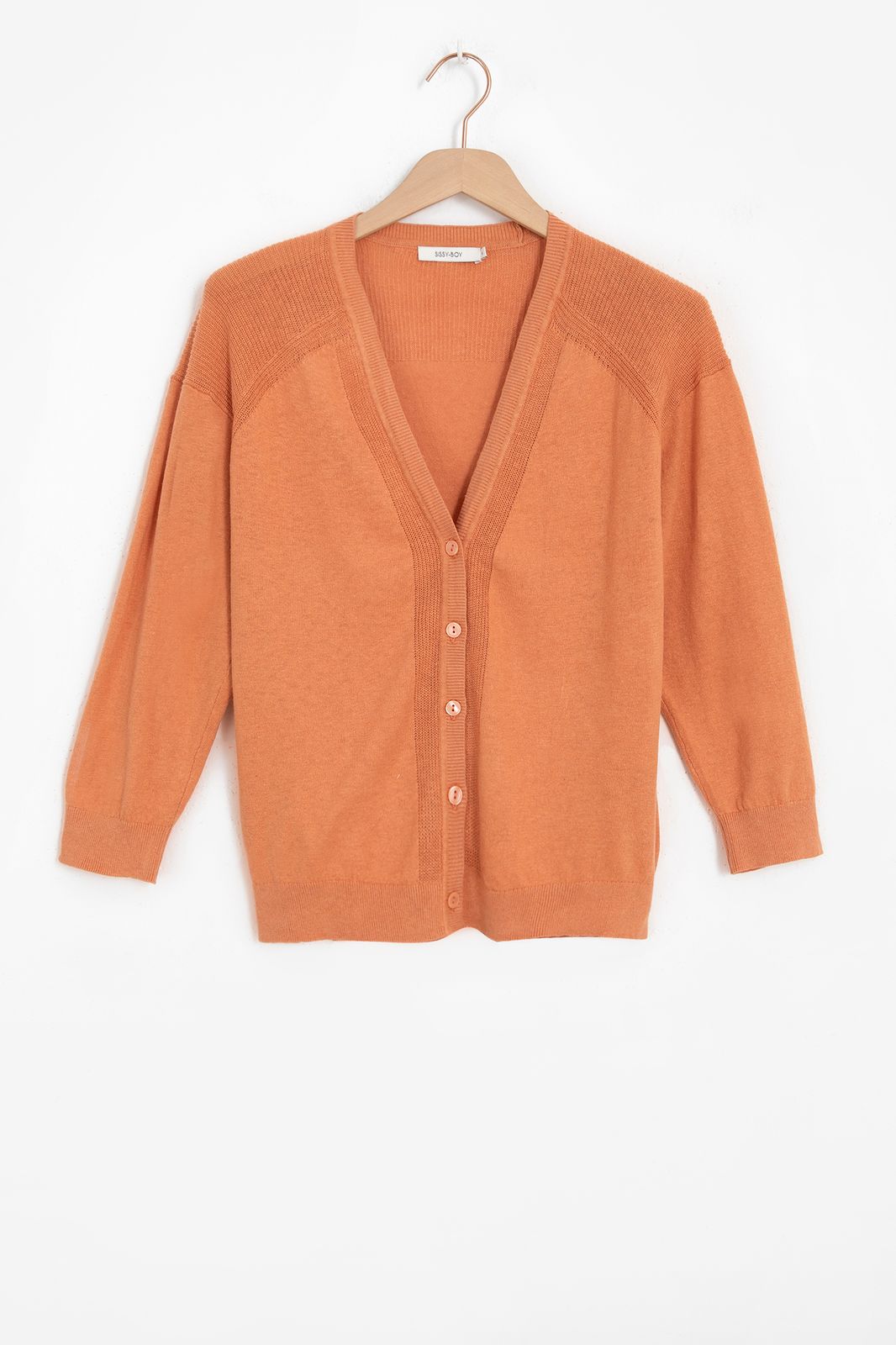 Gilet tricoté avec boutons - orange