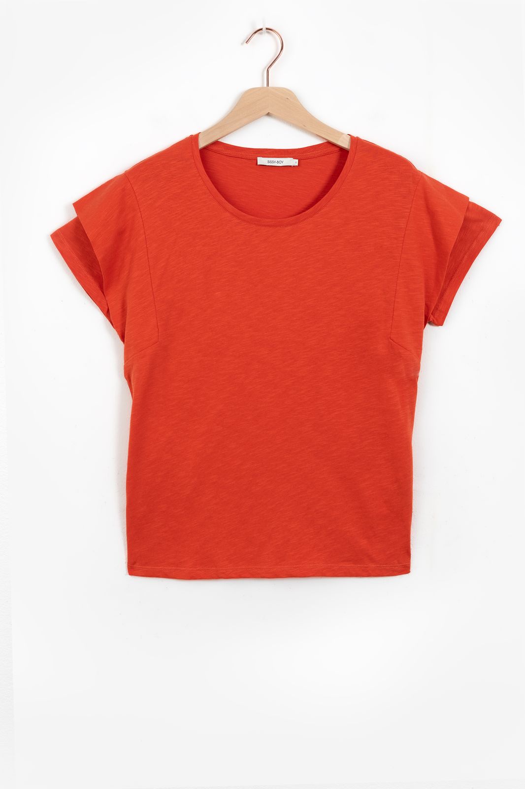T-shirt avec détails épaule - orange