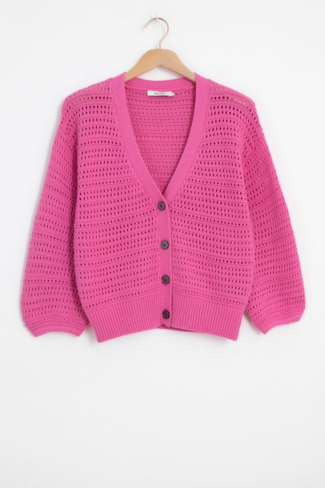 Gilet tricoté avec boutons - rose