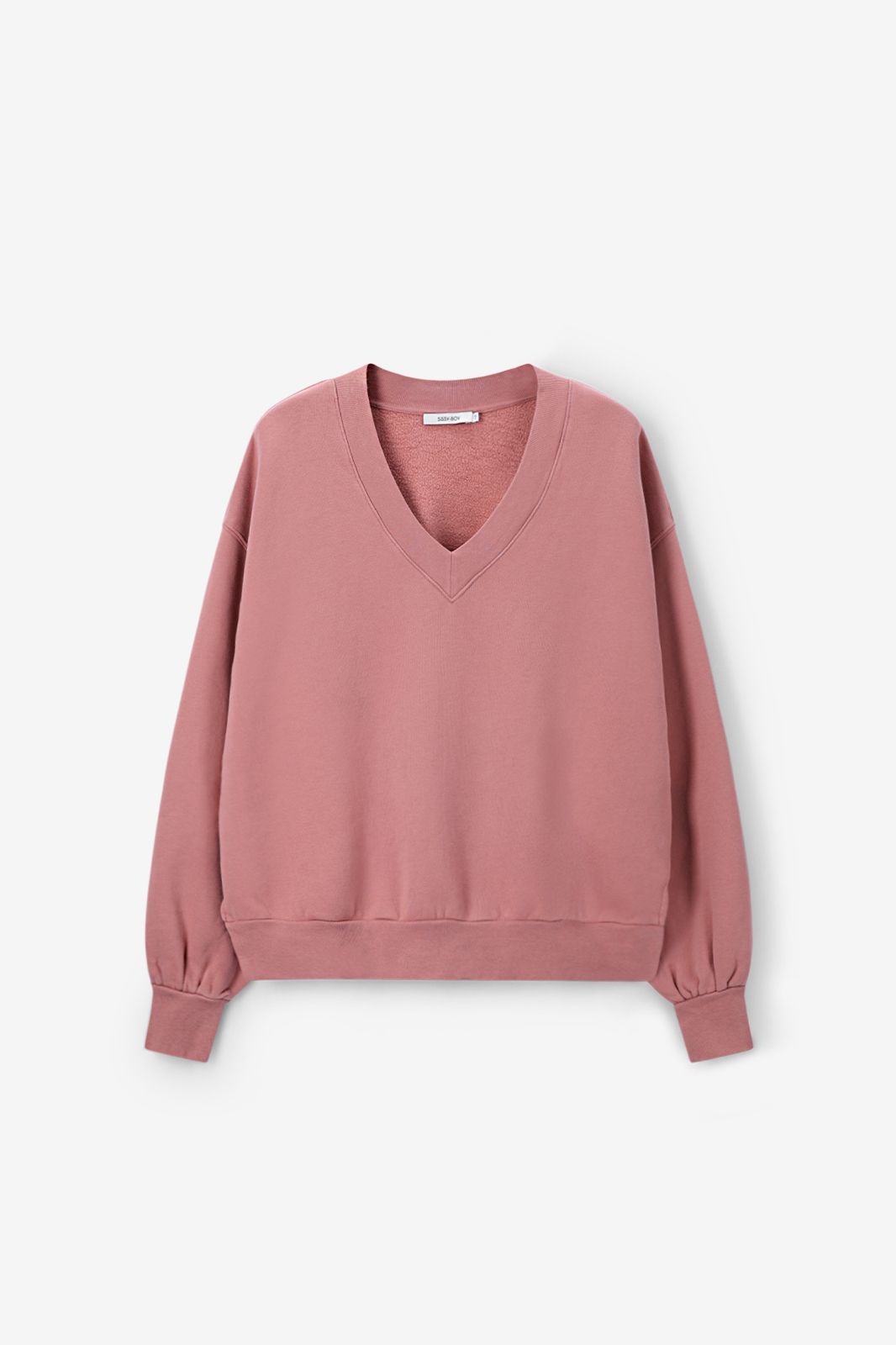 Sweat avec col V - rose