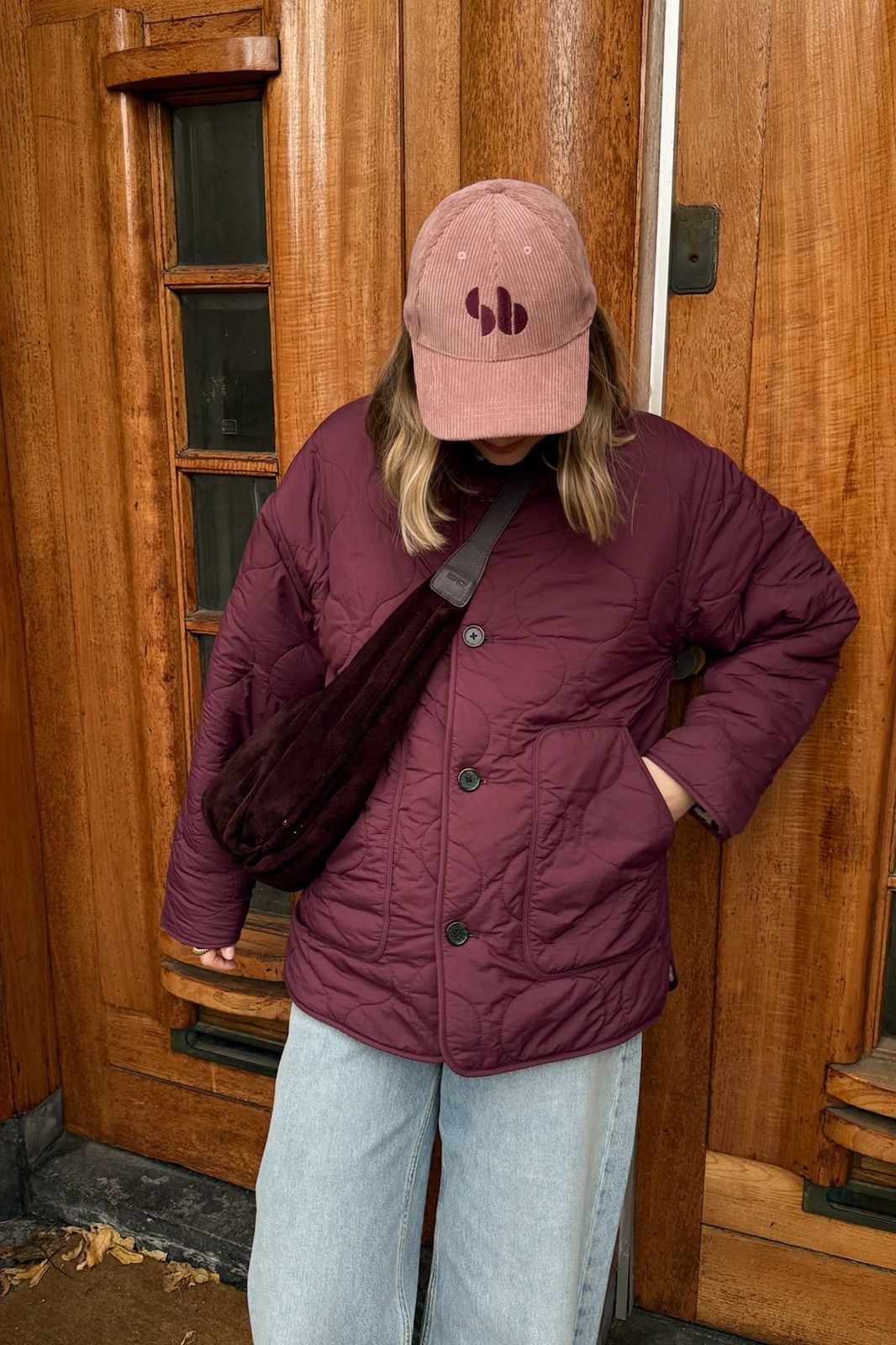 Casquette en velours côtelé - rose