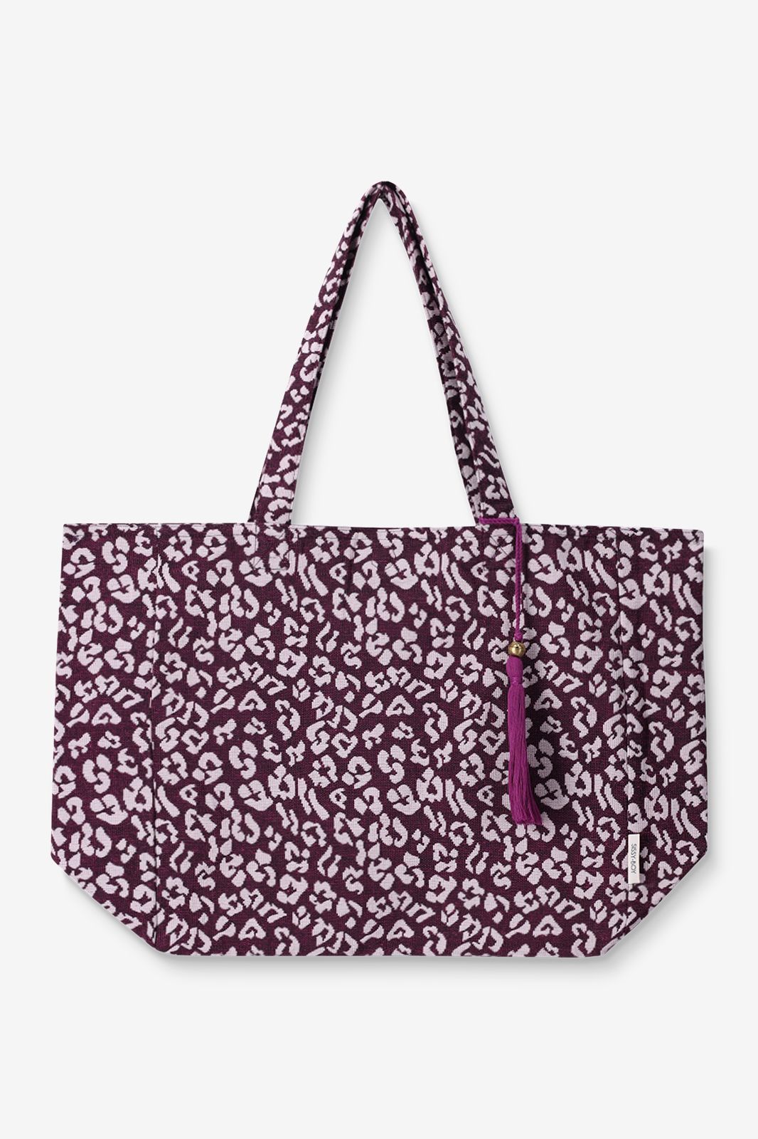 Cabas jacquard avec imprimé léopard - violet