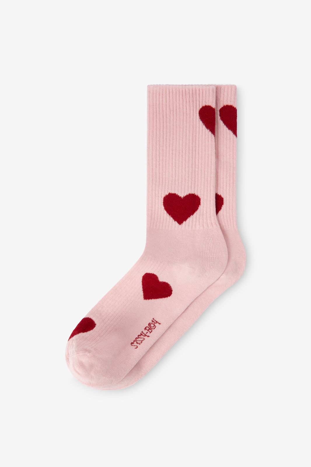Chaussettes avec cœurs - rose clair