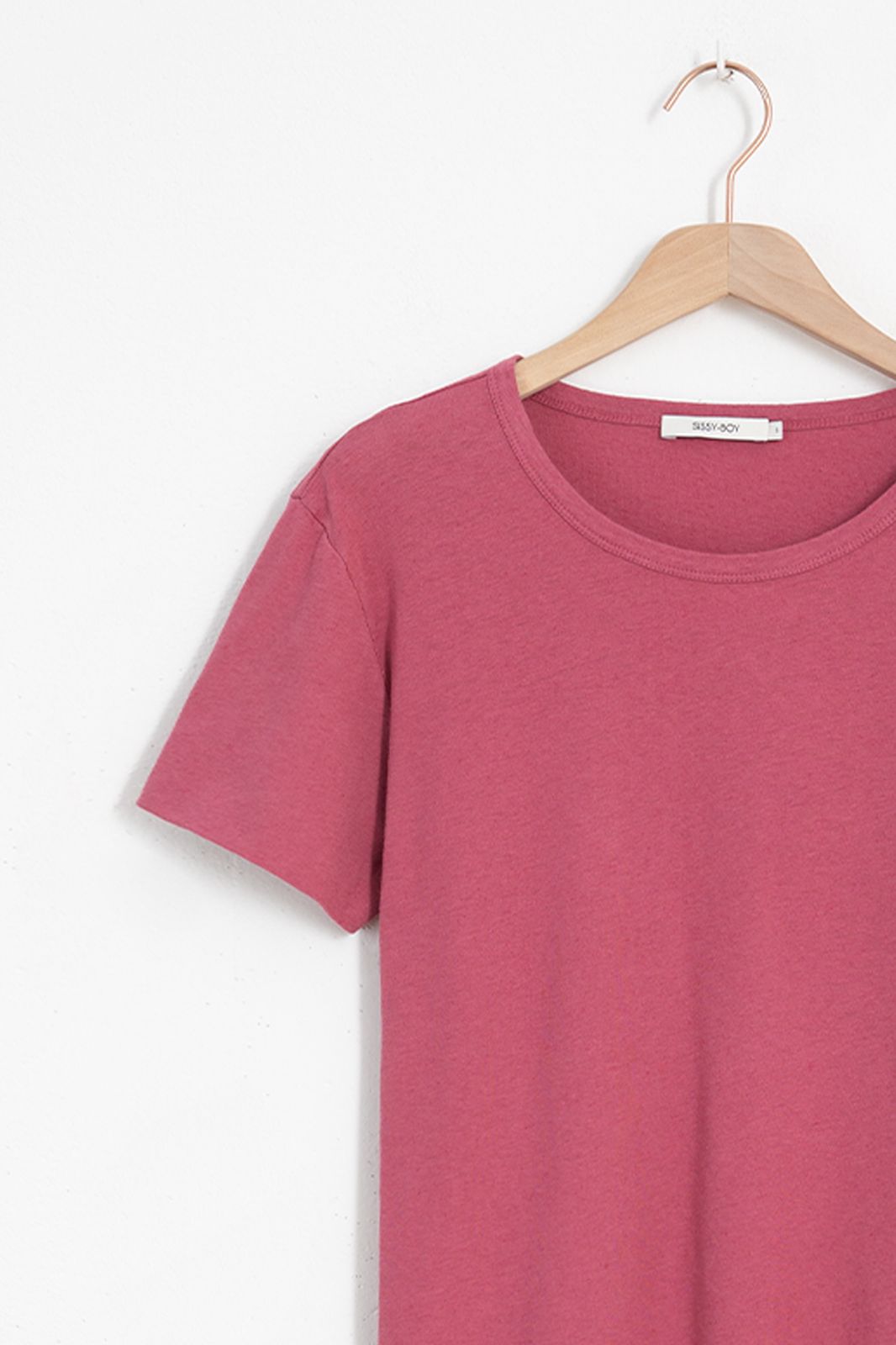 T-shirt basique à col rond - rose