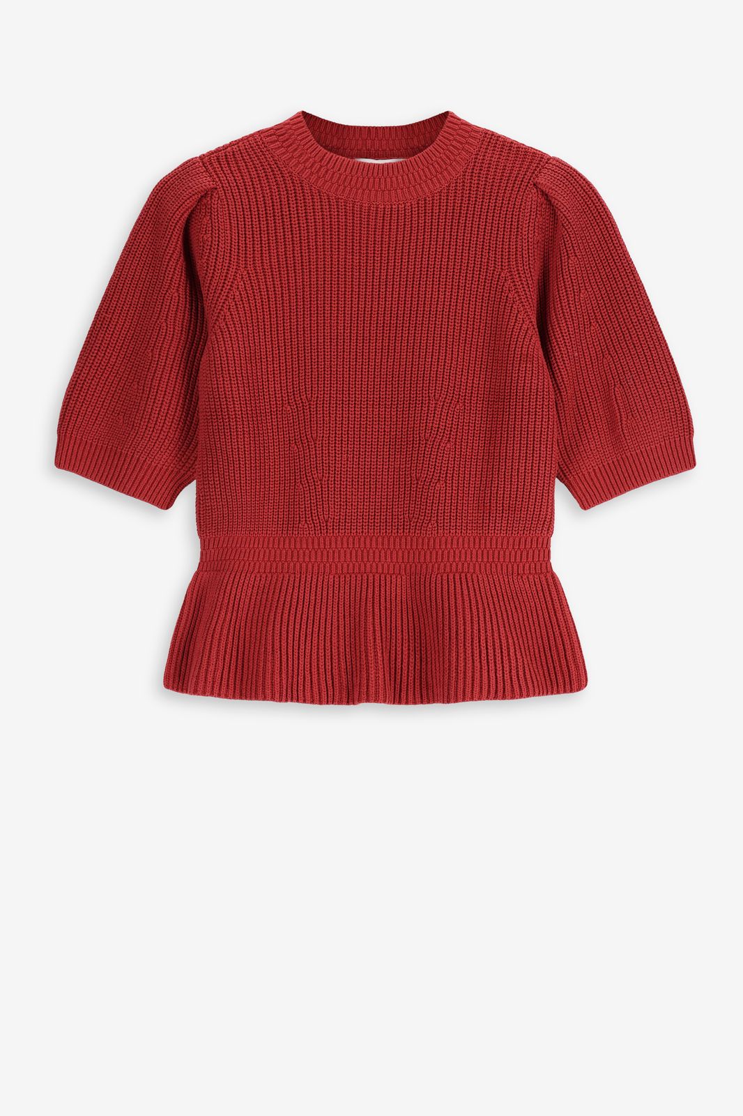 Pull avec manches bouffantes et volants - rouge