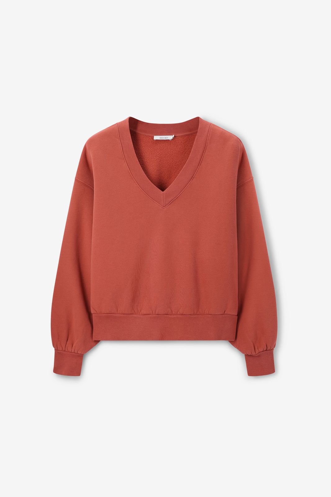 Sweat avec col V - rouge