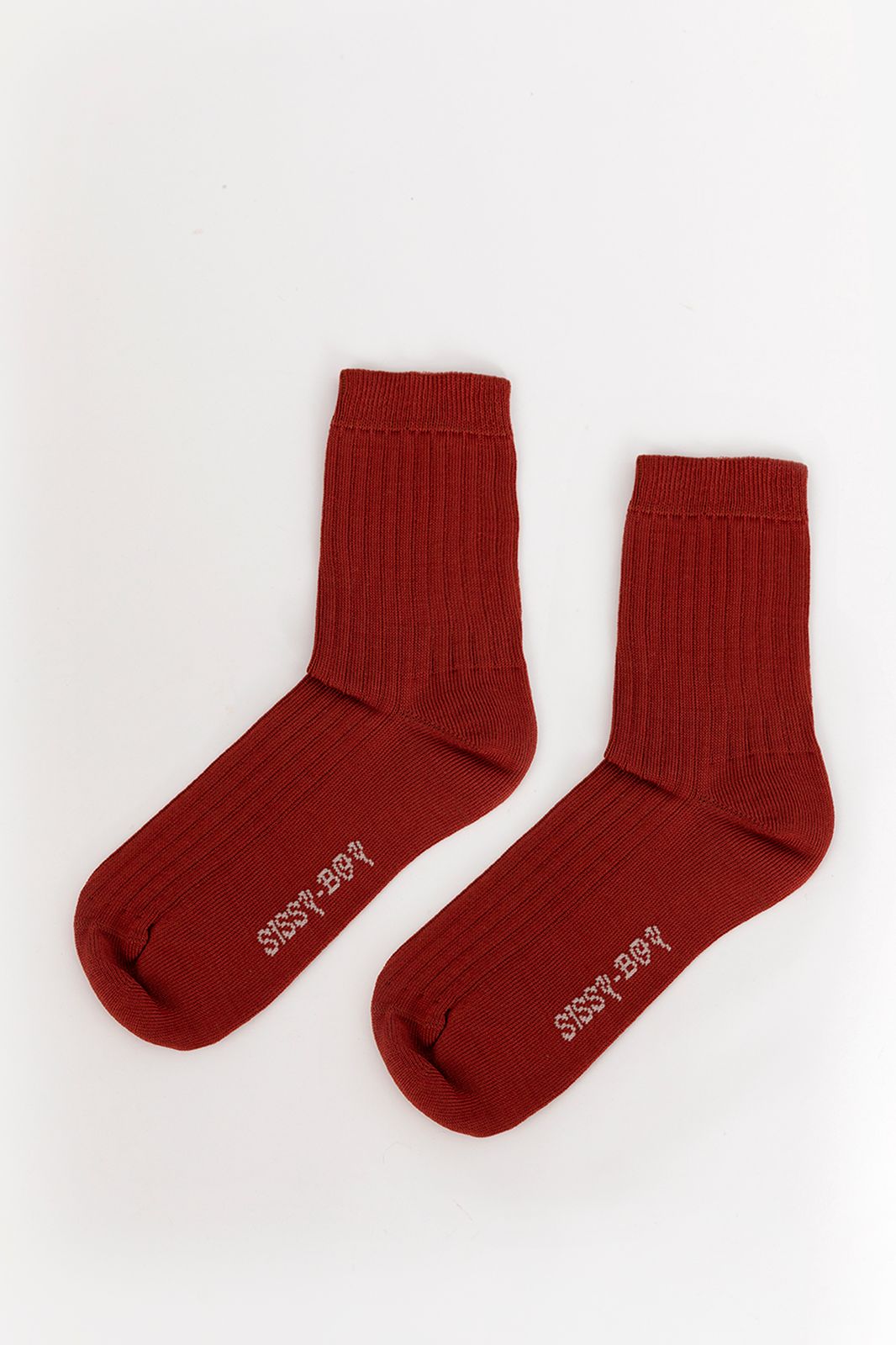 Chaussettes côtelées en coton - rouge foncé