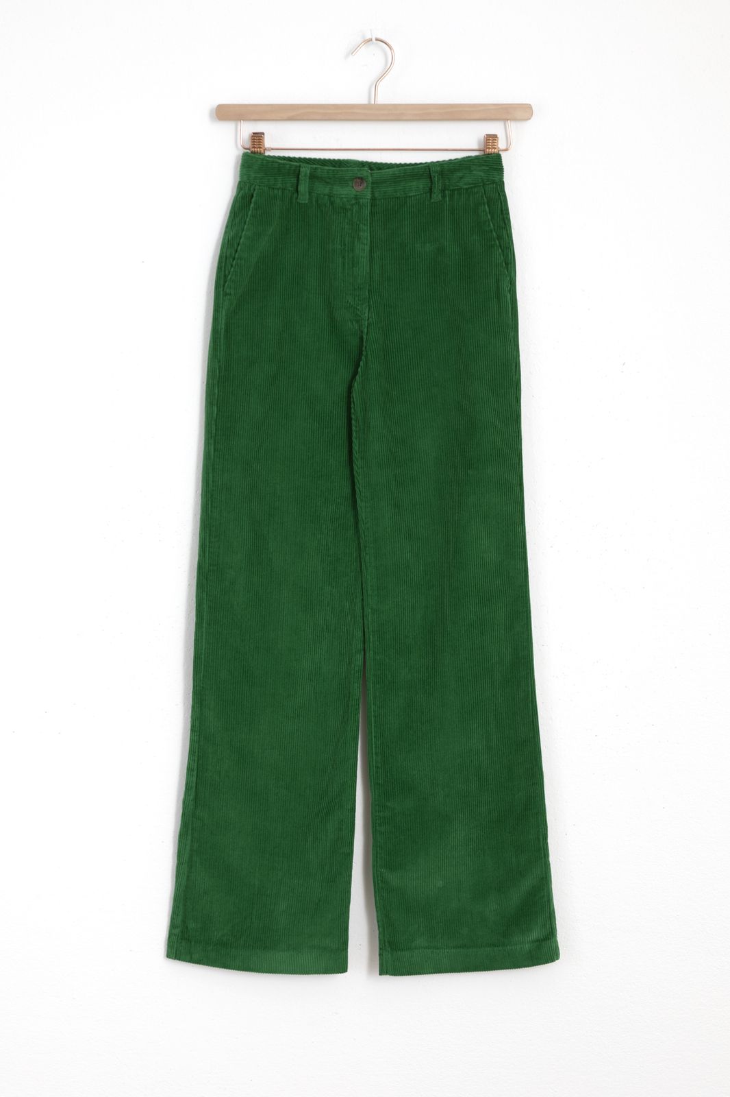 Pantalon côtelé jambes larges - vert