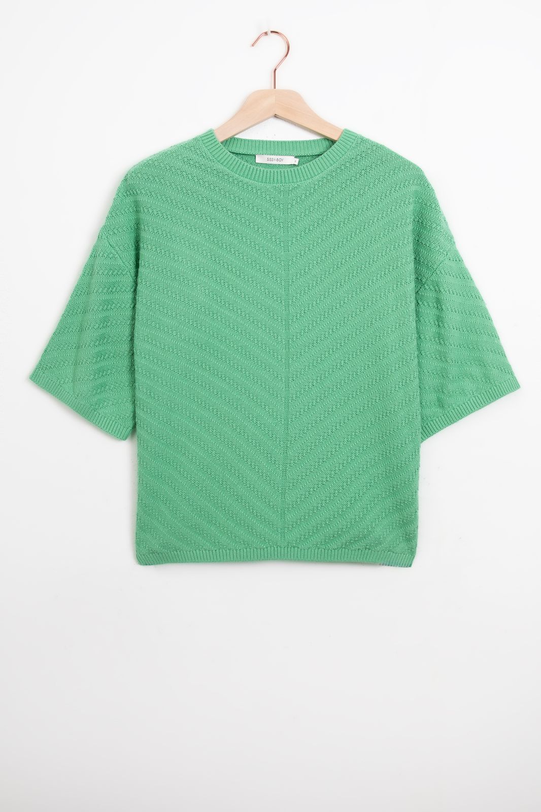 Pull tricoté à manches courtes - vert
