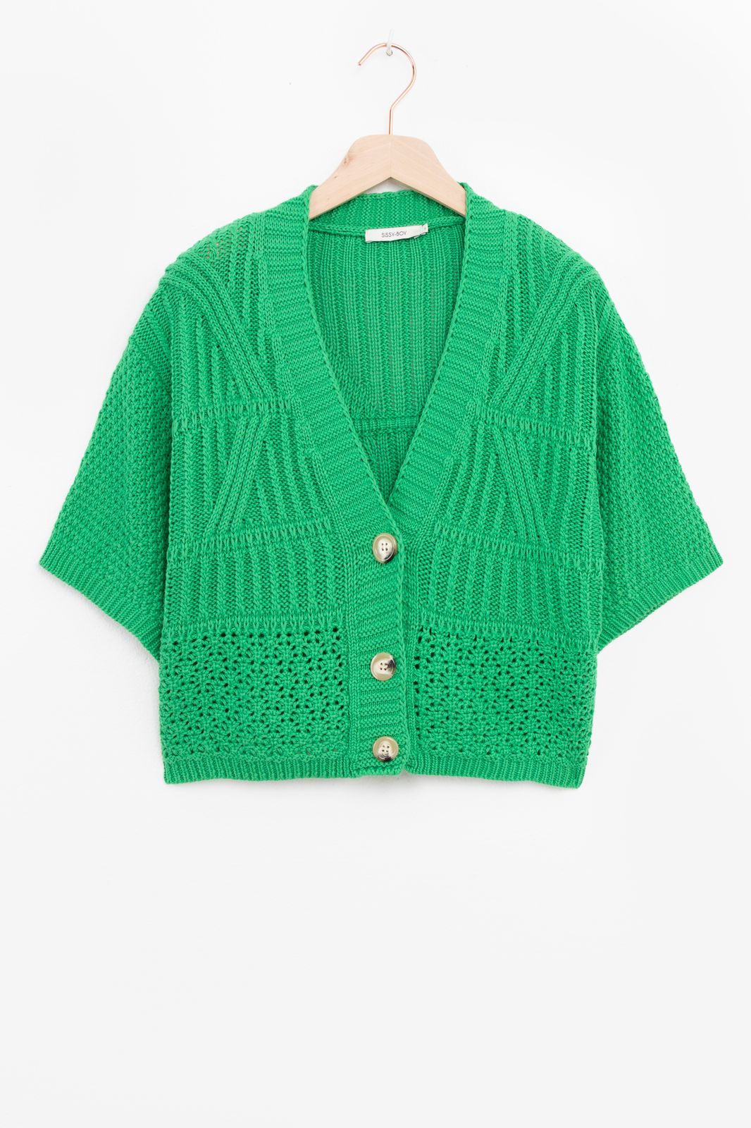 Gilet tricoté à manches courtes - vert