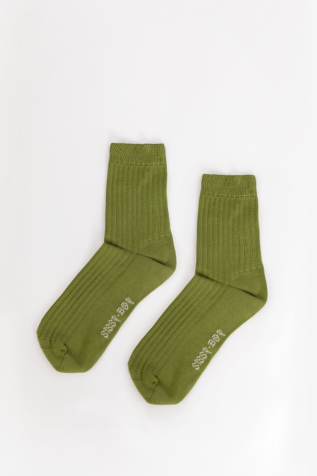 Chaussettes côtelées en coton - vert