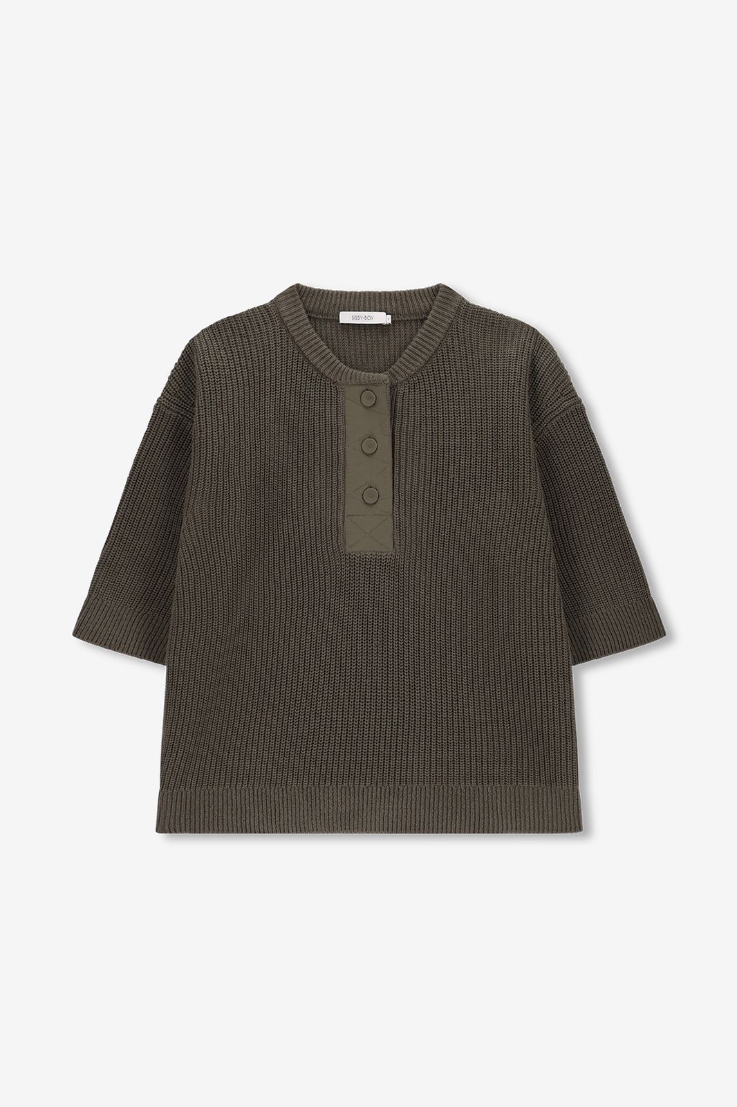 Pull tricoté avec boutons - vert foncé
