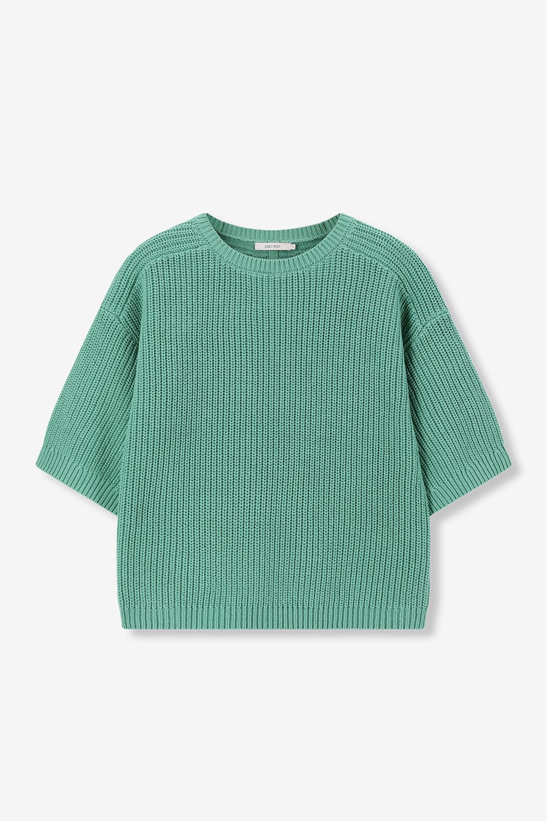 Pull tricoté à manches courtes - vert