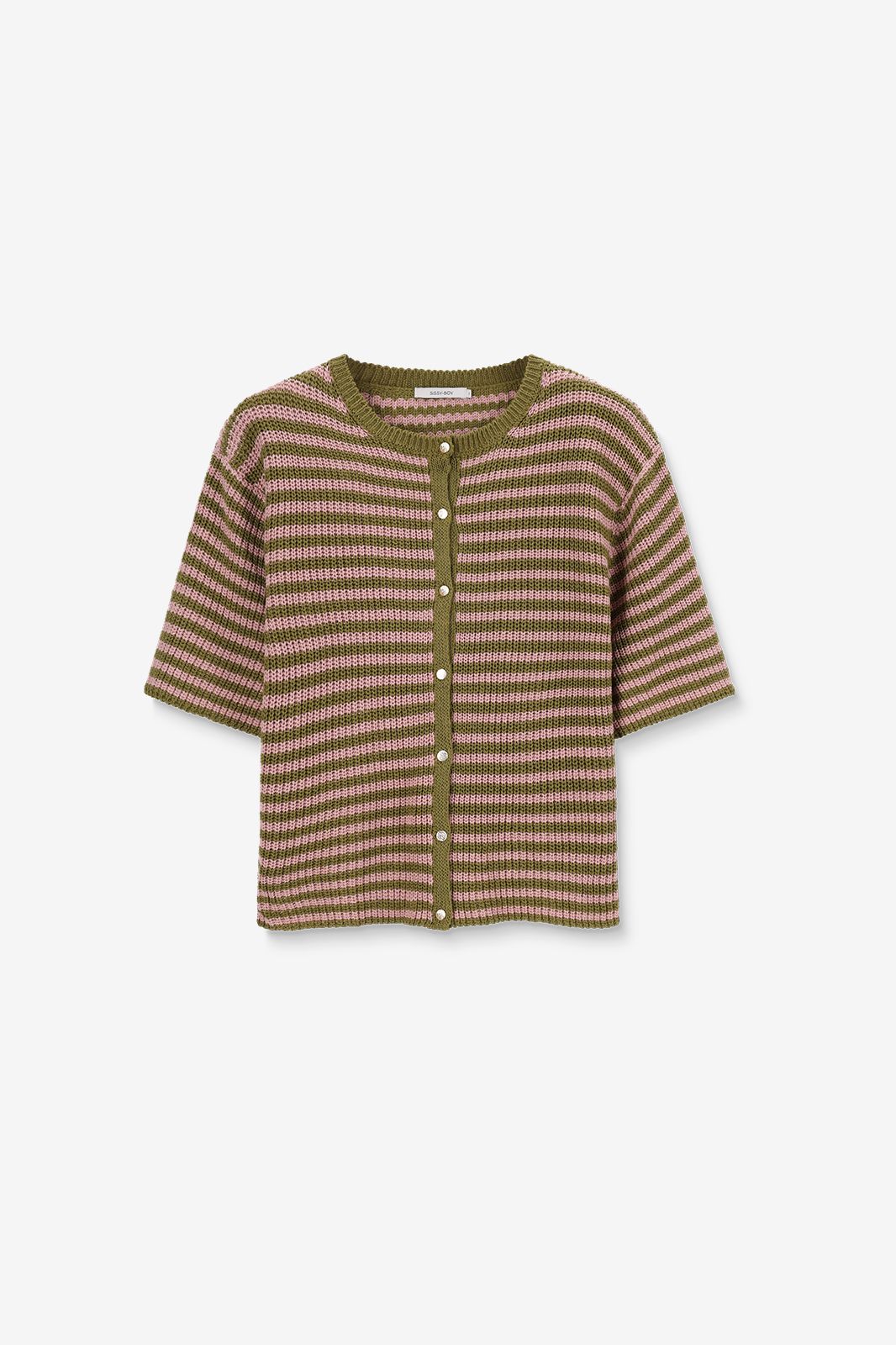 Gilet tricoté à rayures - vert