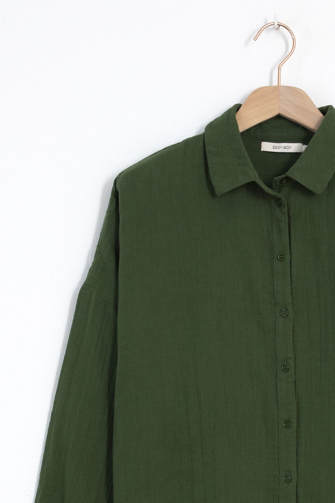 Robe chemise mousseline - vert foncé