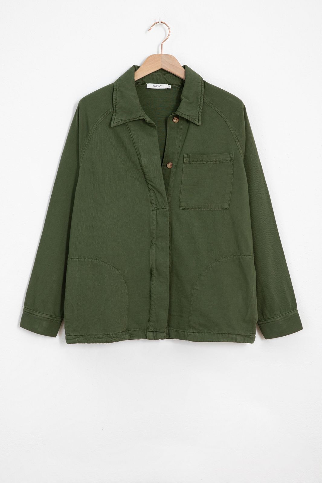 Robe chemise en coton - vert foncé