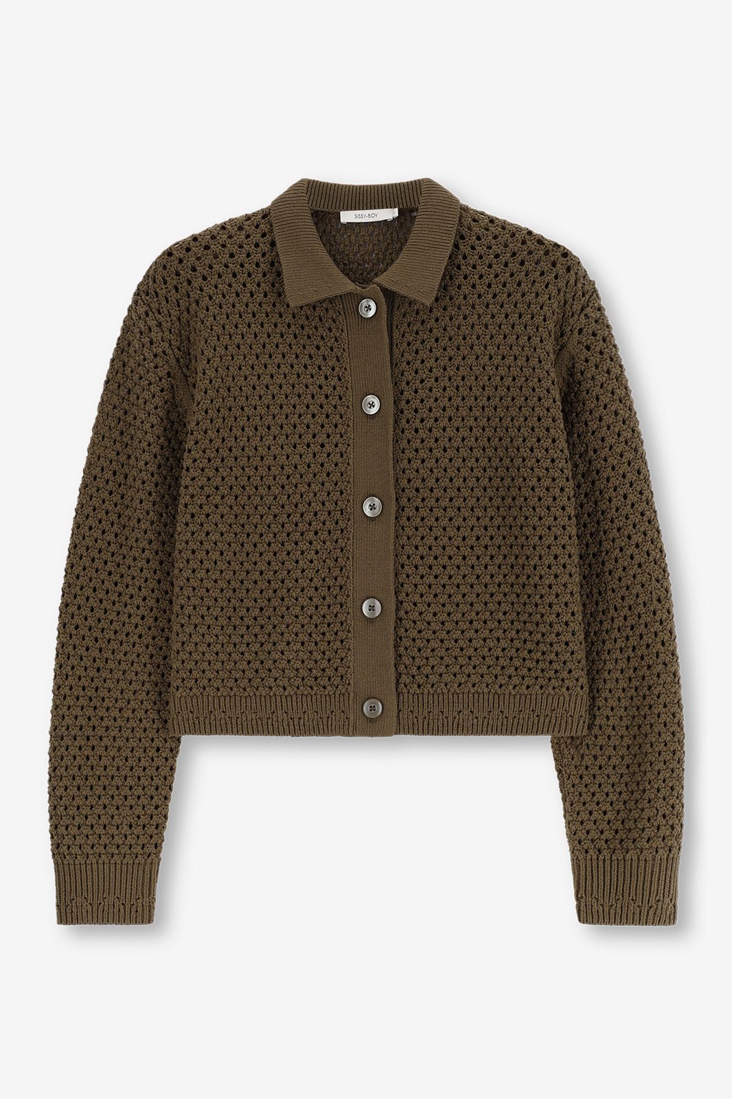 Gilet tricoté avec col polo - vert foncé
