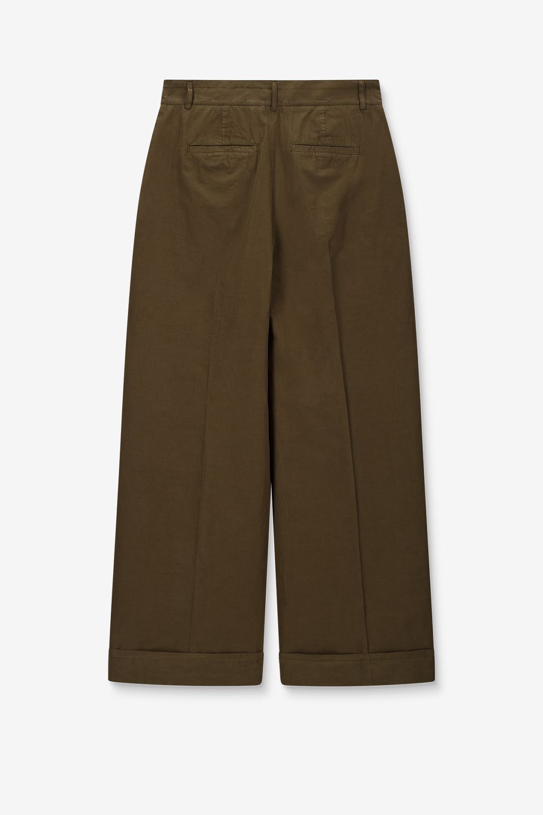 Pantalon taille mi-haute en popeline - vert foncé