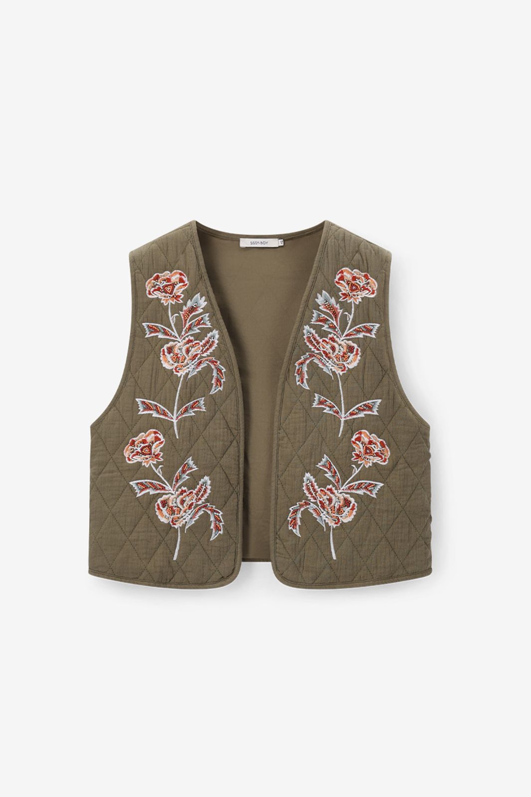 Gilet sans manches avec broderies - vert foncé