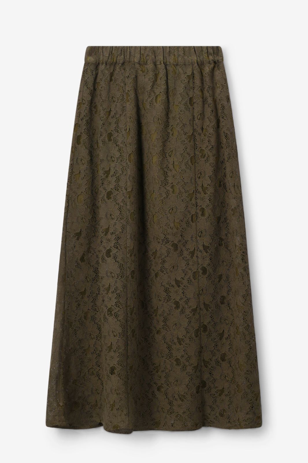 Jupe longue en dentelle - vert foncé
