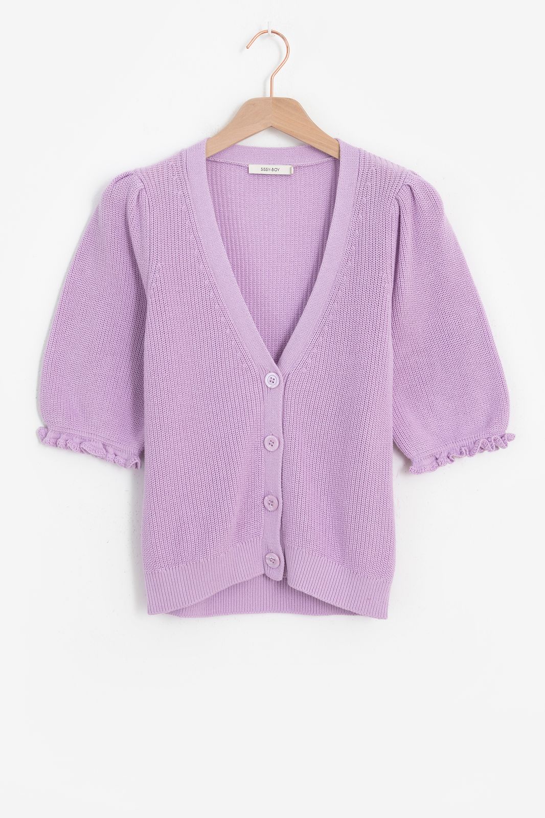 Gilet tricoté avec volants - violet