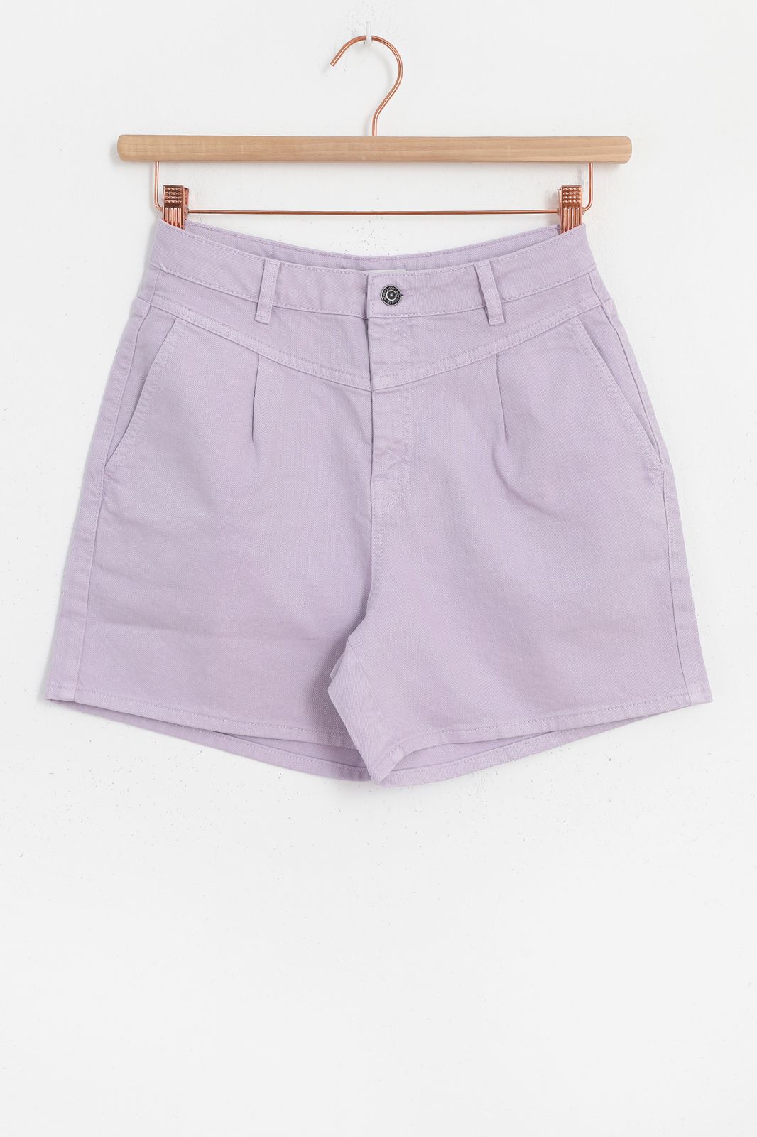 Short en jean plissé taille haute - violet