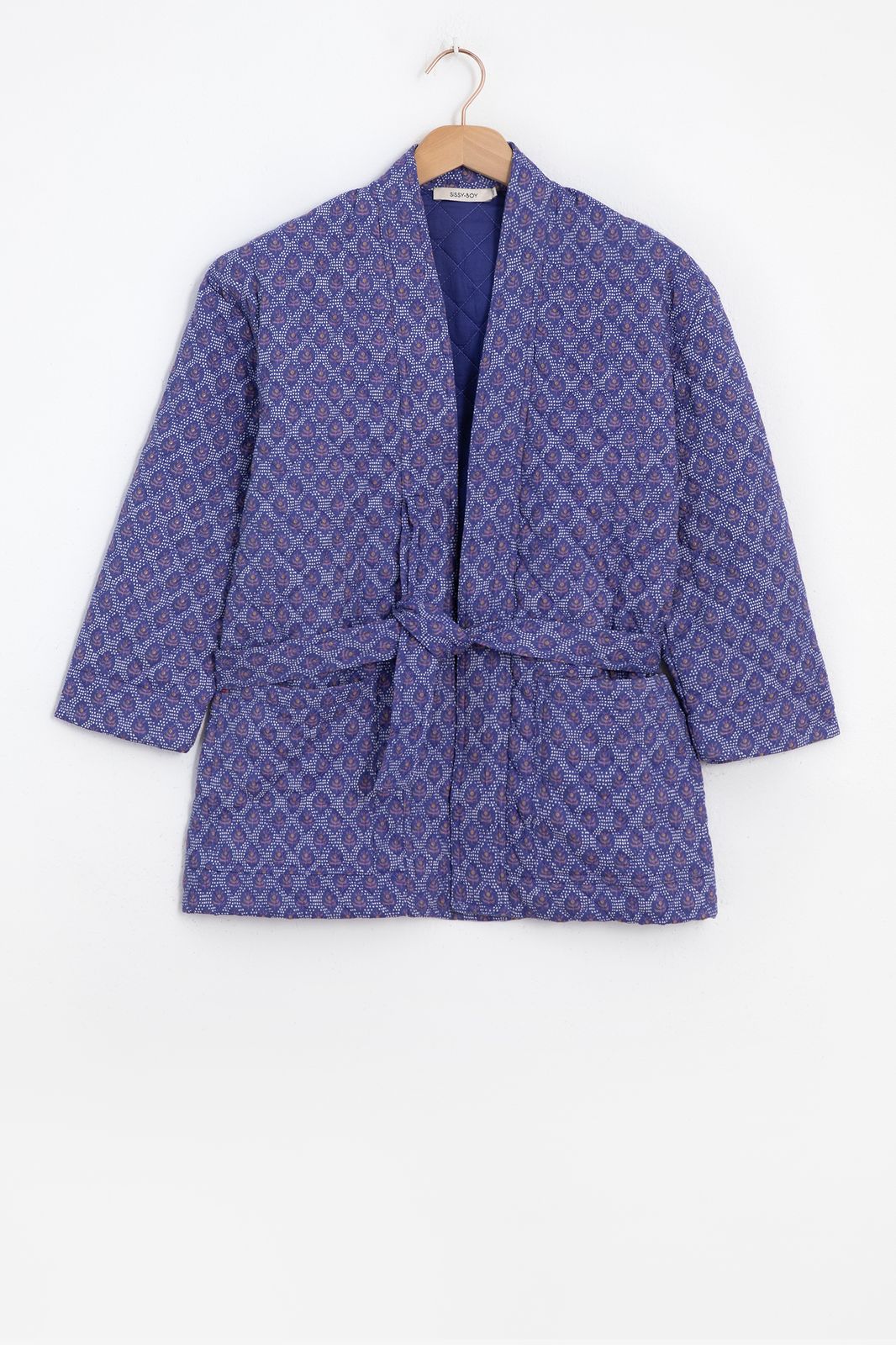 Veste kimono courte avec imprimé - violet foncé
