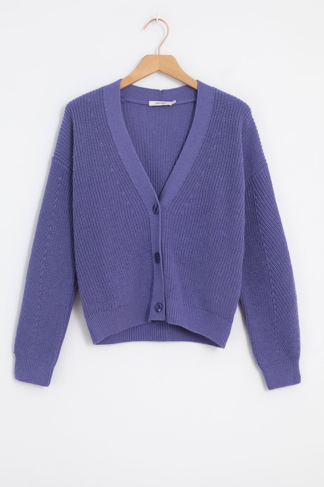 Gilet tricoté avec boutons - violet