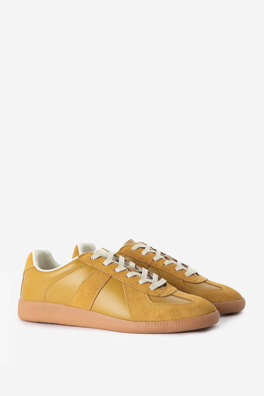 Baskets en cuir et daim - jaune foncé