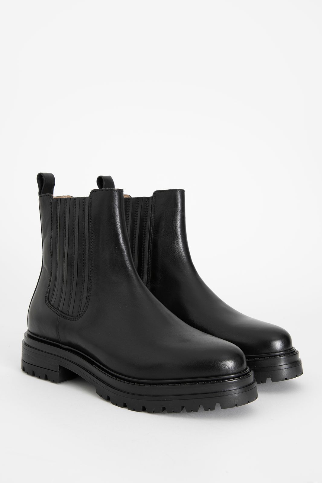 Chelsea boots en cuir avec détails élastiques - noir