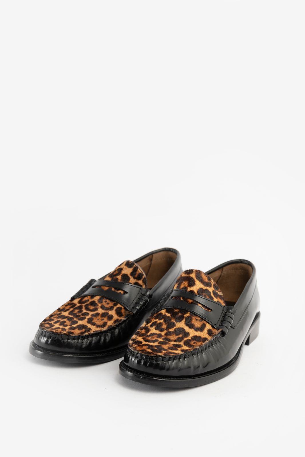 Mocassins en cuir avec imprimé léopard - noir