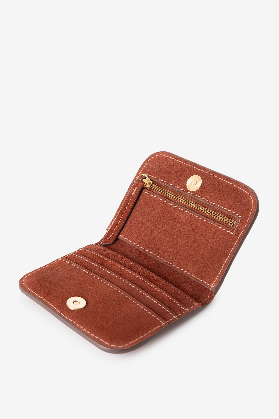 Porte-monnaie en daim et cuir - orange foncé