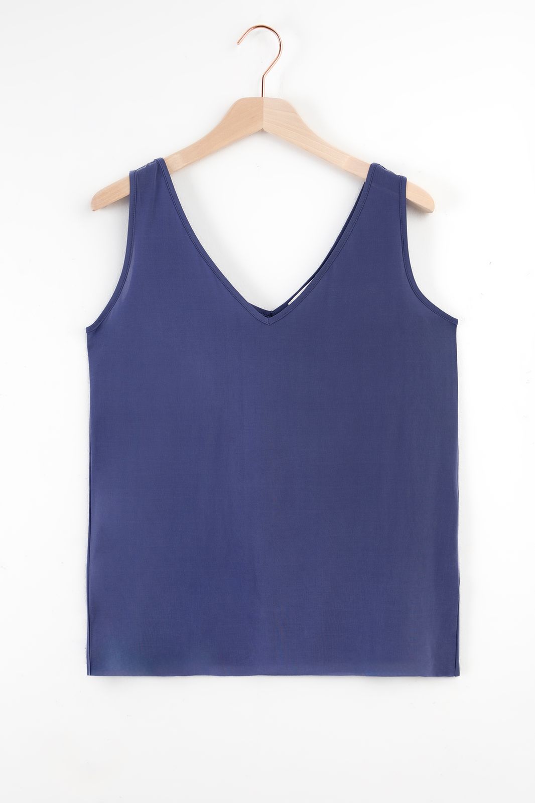 Débardeur en cupro avec col V - bleu foncé