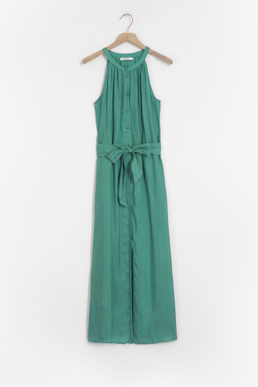 Maxi-Kleid mit Schlitzen - grün