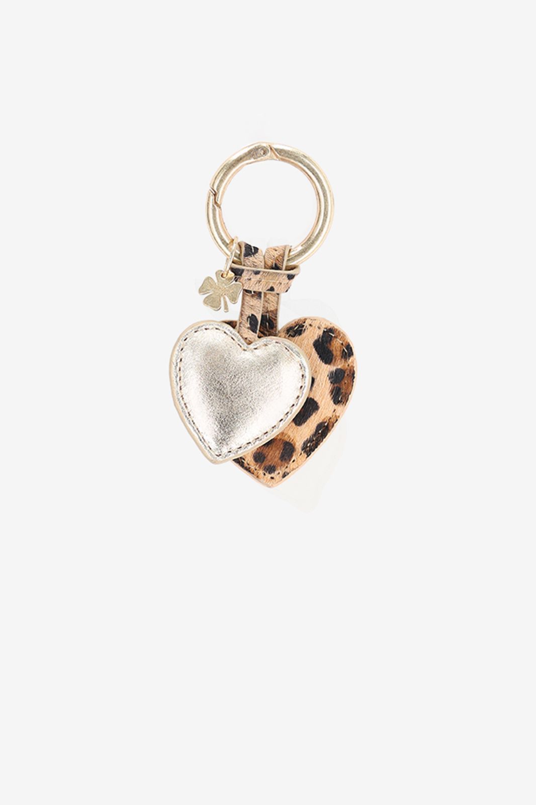Charm de sac avec cœur léopard - doré