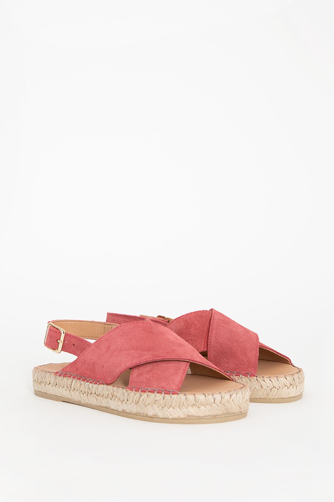 Sandales en daim à bandes croisées - rose