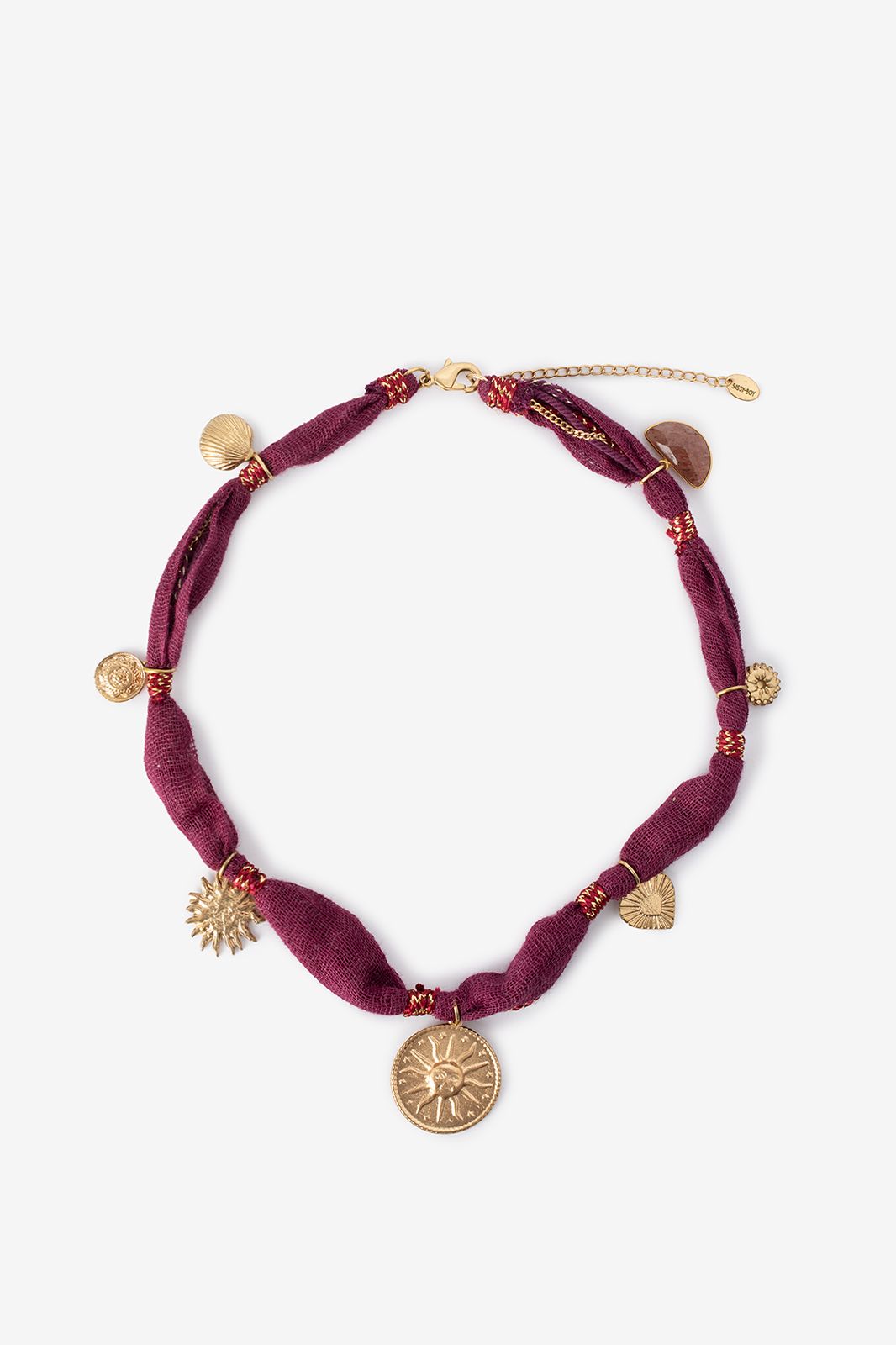 Cord-Kette mit Anhängern - lila