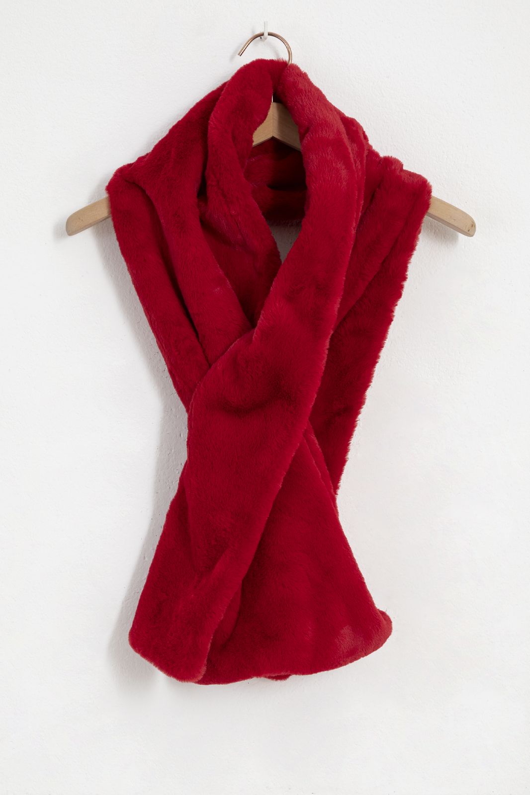 mate Tact Klap Rode fake fur sjaal