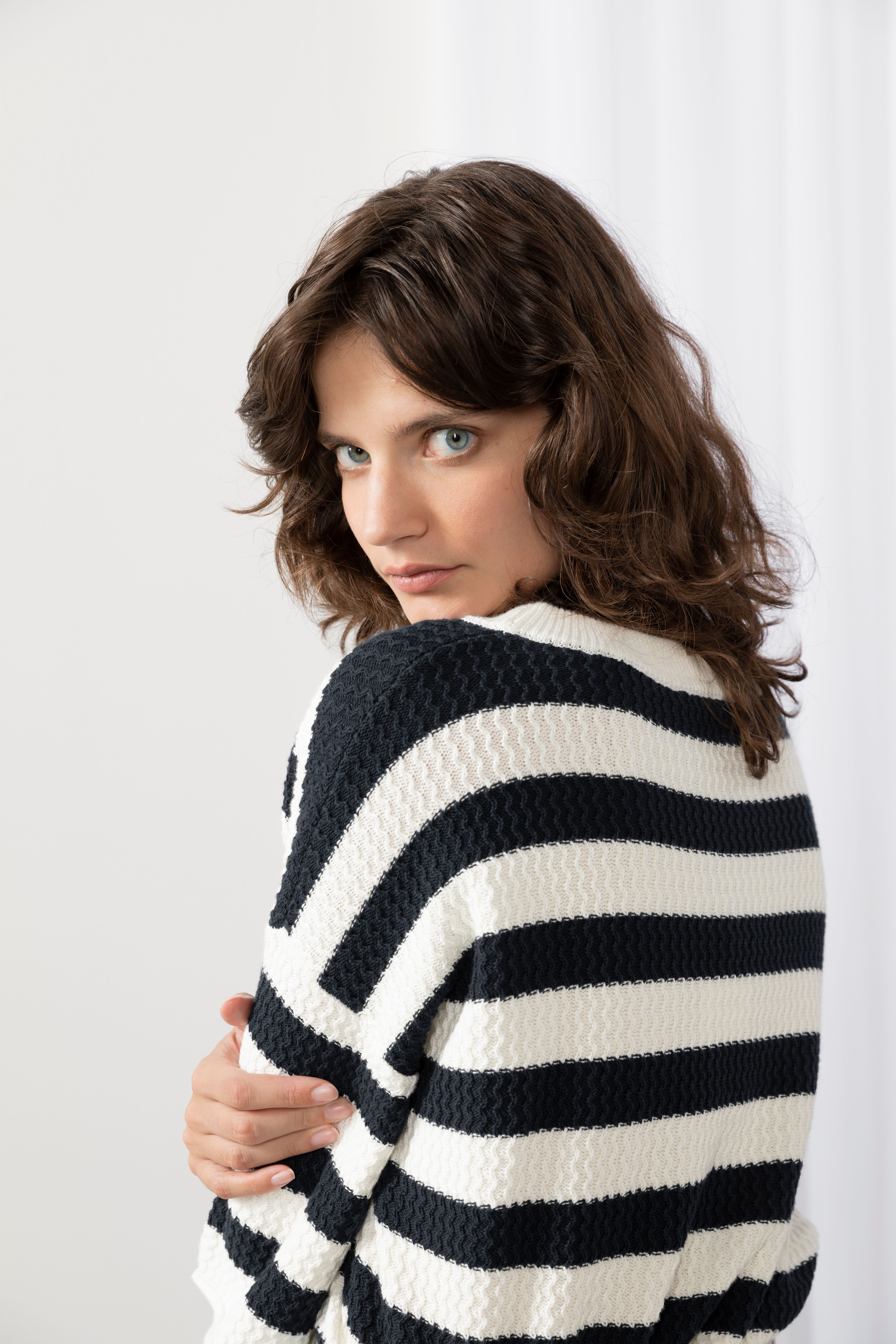 blauw gestreepte trui