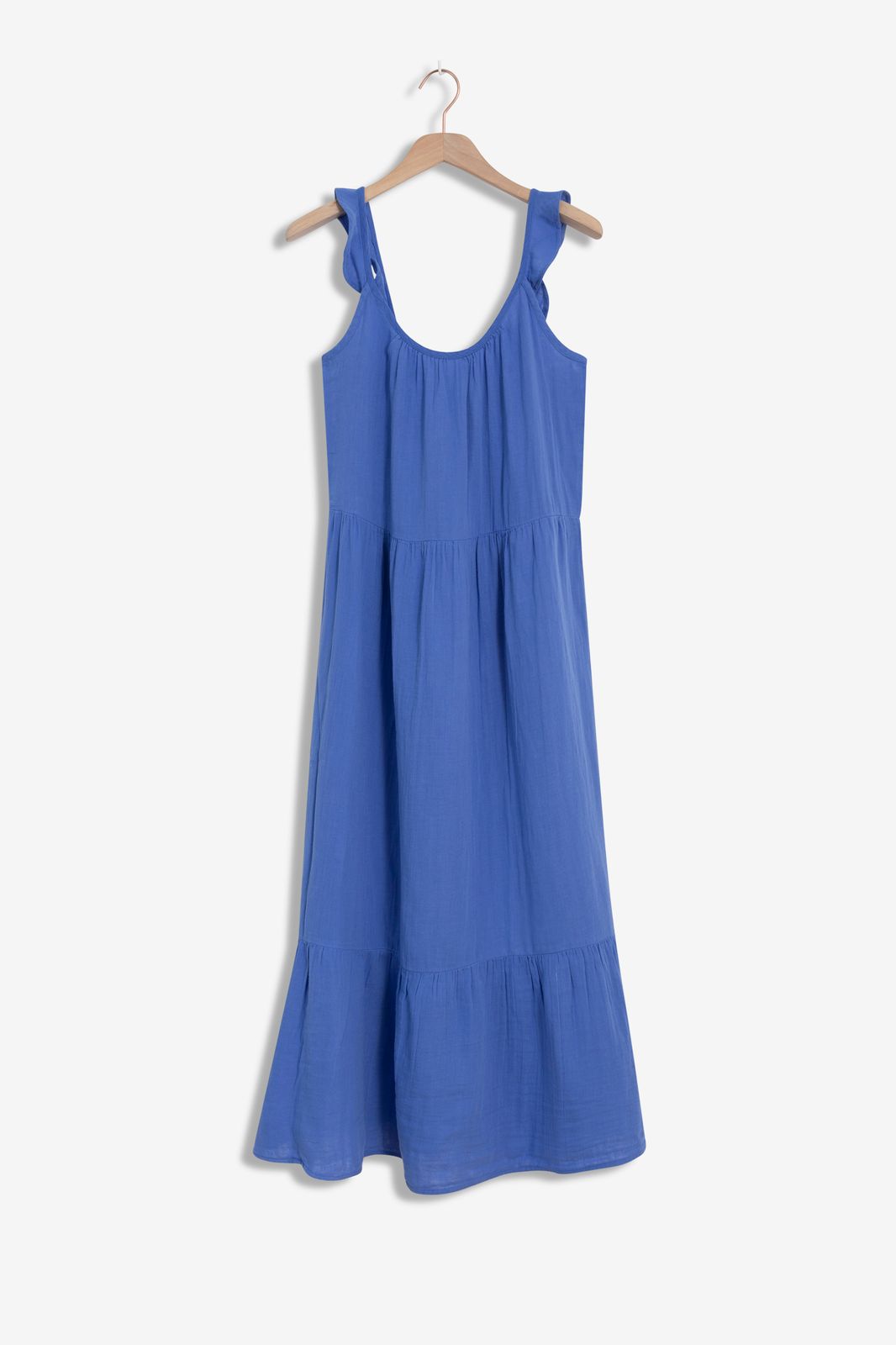 Blauwe maxi jurk met ruffle details - Dames | Sissy-Boy