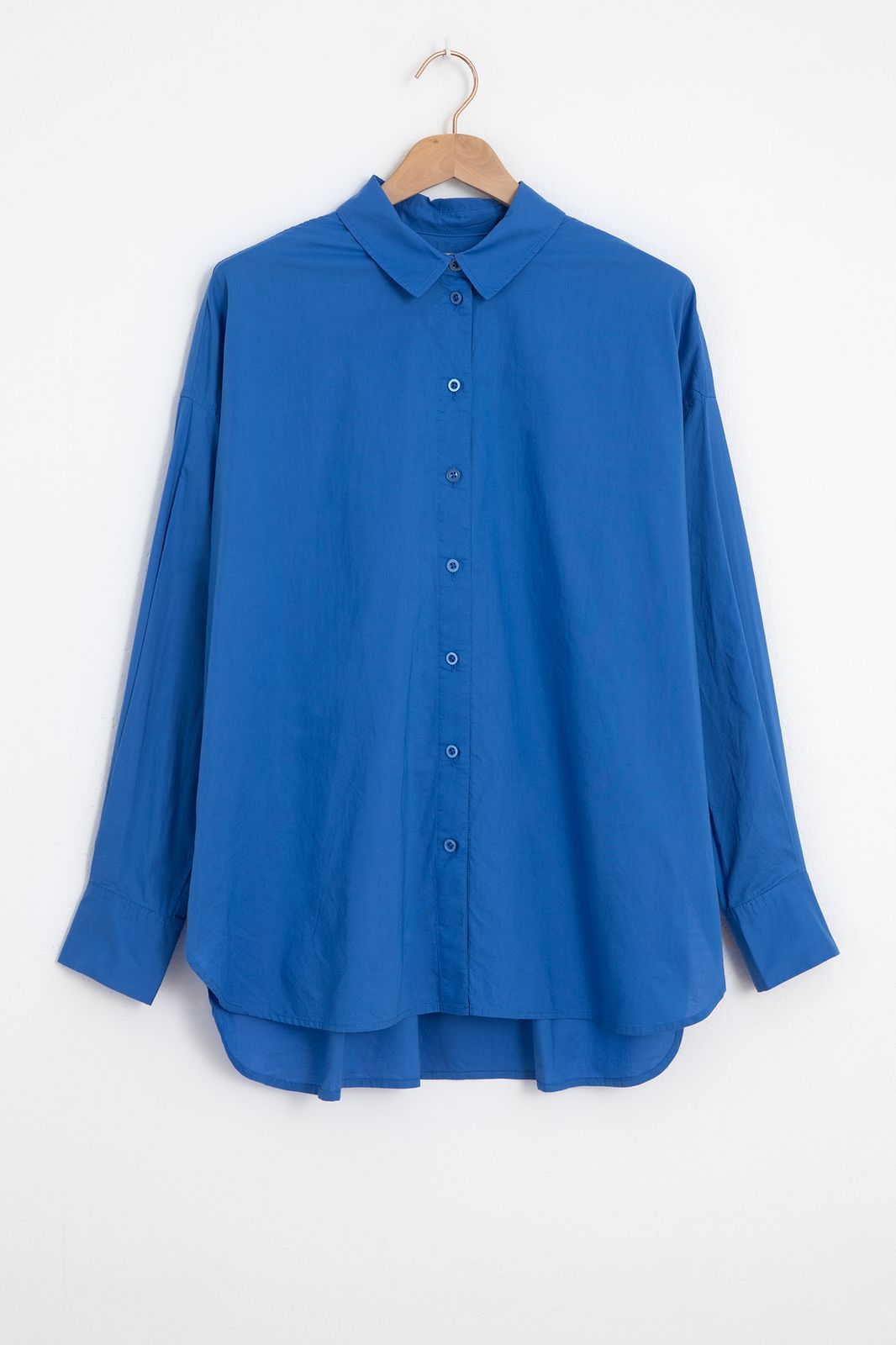 Blauwe oversized poplin blouse - Dames | Sissy-Boy