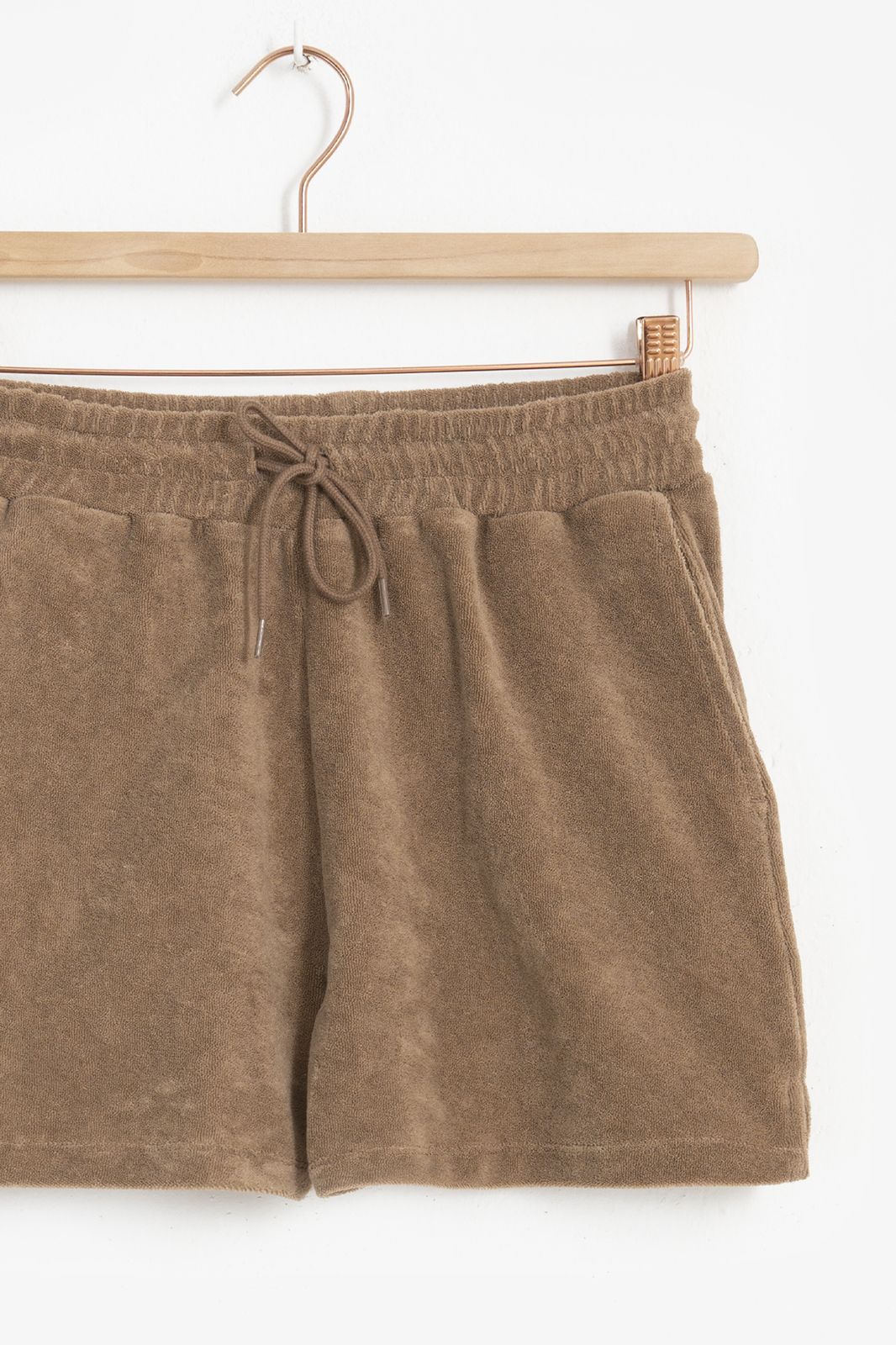 Bruine badstof shorts